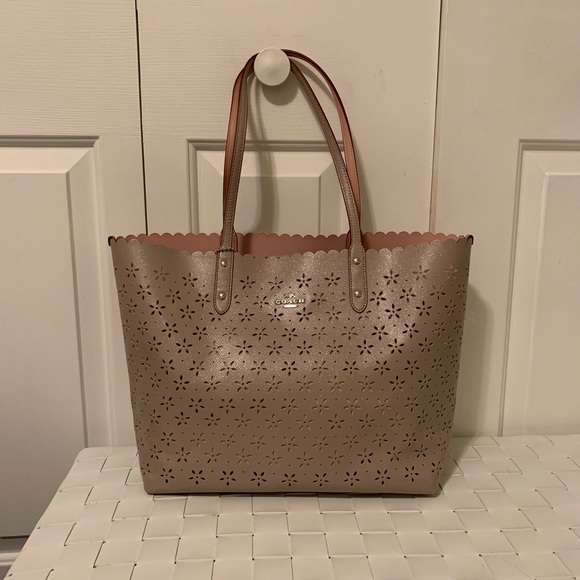 Coach Handbags - Coach laser cut eyelet leather glitter tote